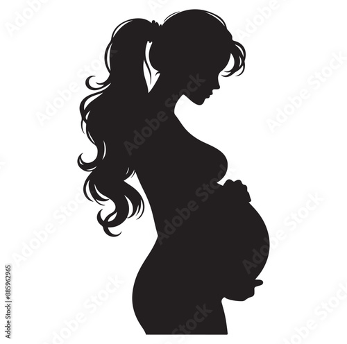 Pregnant women silhouette vector illustration on white background.