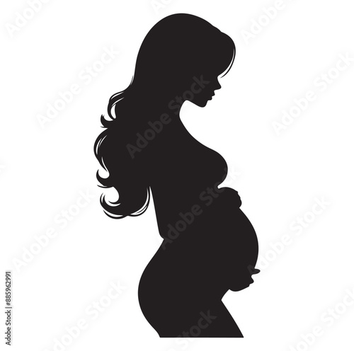 Pregnant women silhouette vector illustration on white background.