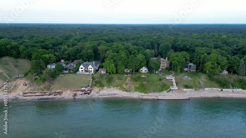 Aerial view of Lake Michigan shoreline at Holland, Michigan.