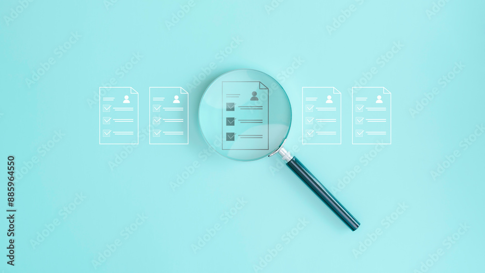 Magnifying glass focus to Approve document, HR(human resources) technology.Online and modern technologies for simplifying the human resources system.