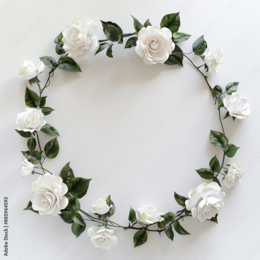 White rose wreath crown on white background White rose wreath crown on white background