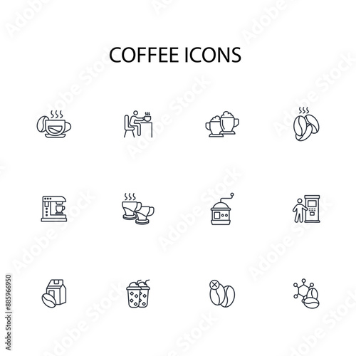 Coffee icon set.vector.Editable stroke.linear style sign for use web design,logo.Symbol illustration.