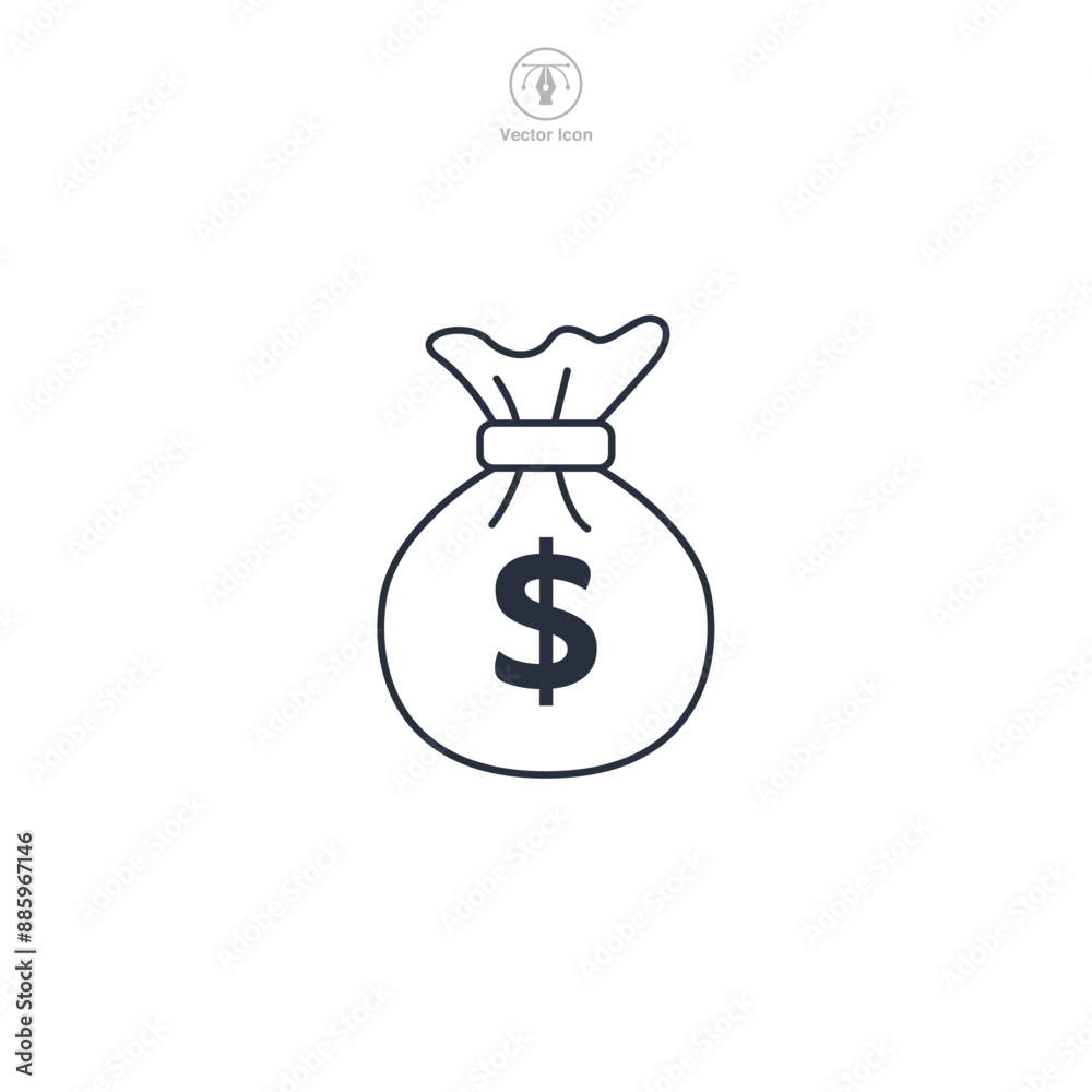 Money Bag Icon theme symbol vector illustration isolated on white background Money Bag Icon theme symbol vector illustration isolated on white background