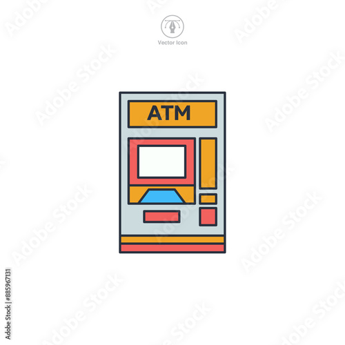 ATM Machine Icon theme symbol vector illustration isolated on white background