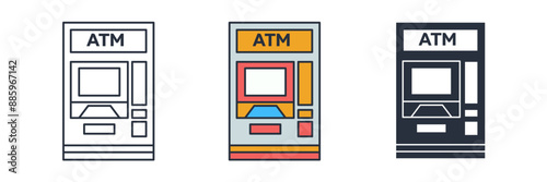 ATM Machine Icon theme symbol vector illustration isolated on white background