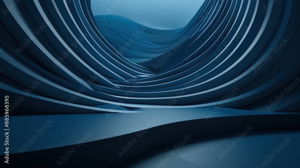 Abstract Blue Curved Structure