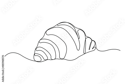 Hand-drawn croissant line art drawing. Vector illustration.