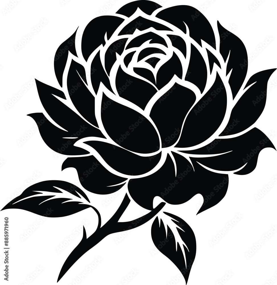 Obraz premium Elegant peony black stencil enhances artistic projects. 