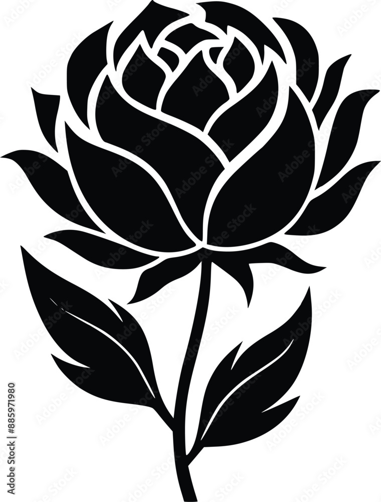 Obraz premium Elegant peony black stencil enhances artistic projects. 