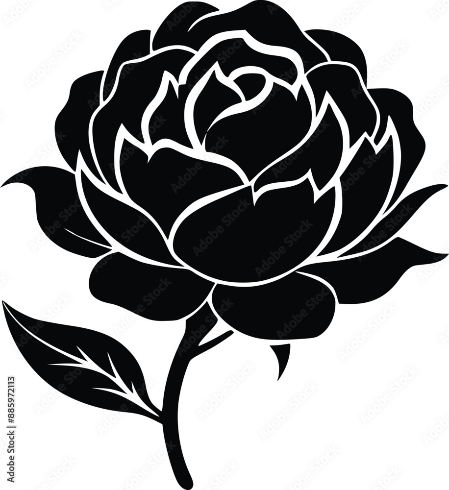 Obraz premium Elegant peony black stencil enhances artistic projects. 