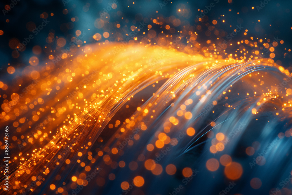 Obraz premium Close up abstract inside fiber optic cables connecting.