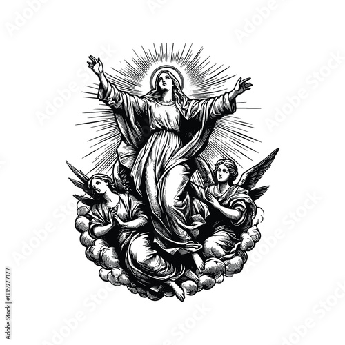 Assumption of Mary, Visualize Mary being taken up into heaven