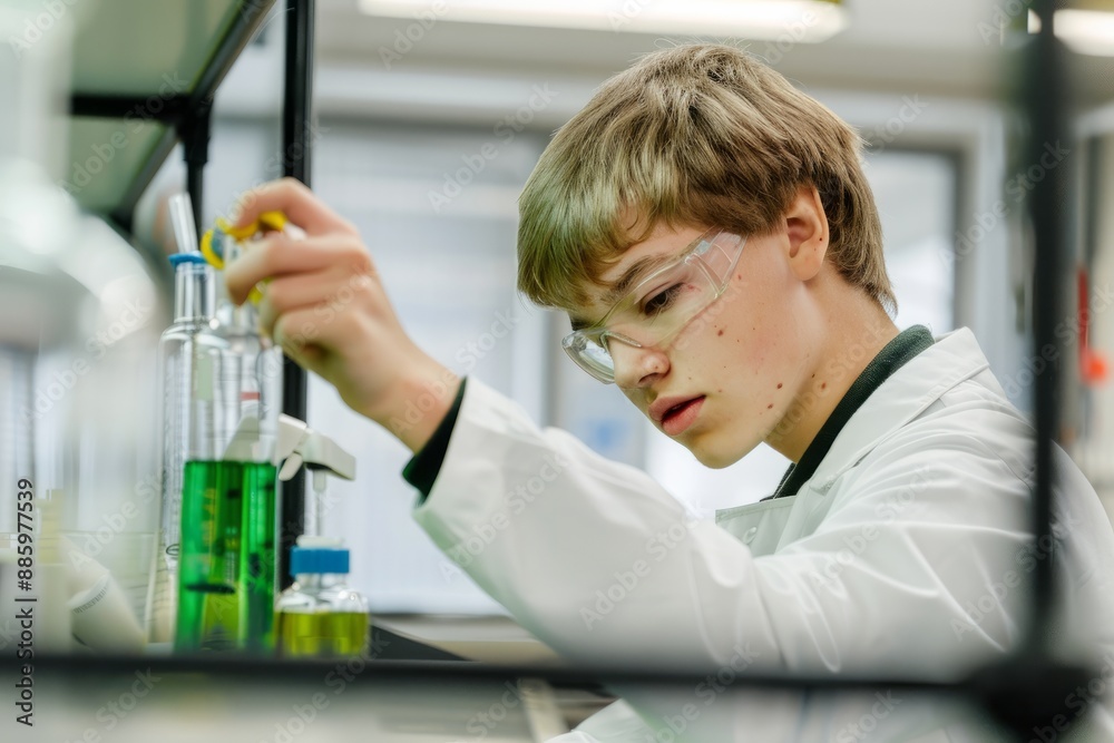Professional Photography of young scientist conducting experiments in a laboratory, Generative AI Professional Photography of young scientist conducting experiments in a laboratory, Generative AI