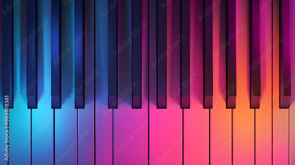 Fototapeta premium Abstract background with piano keys, vector illustration, colorful stripes, gradient colors, minimalism, simple shapes, geometric patterns Stock Illustration