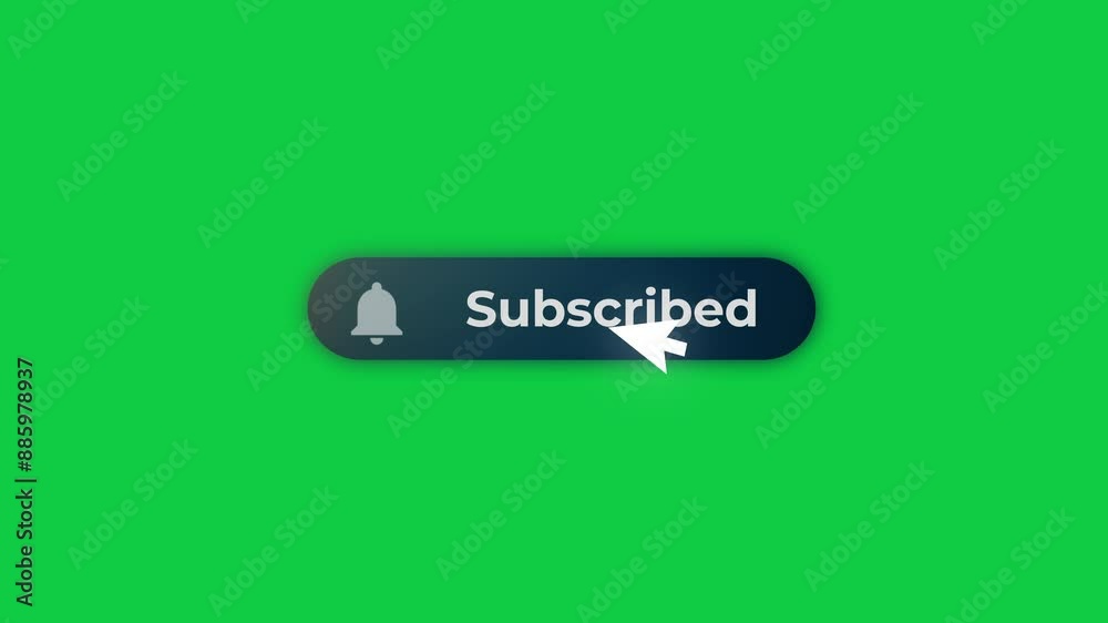 An animated dynamic modern red subscribe button and bell on green screen background