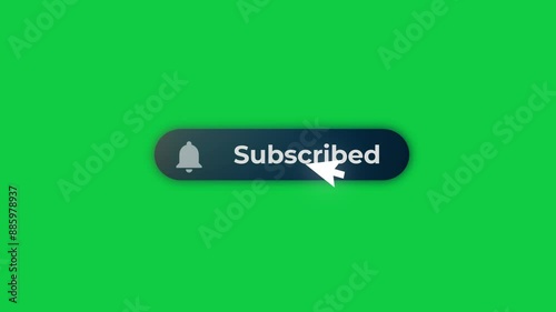 An animated dynamic modern red subscribe button and bell on green screen background