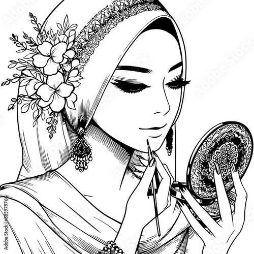 design of woman doing makeup v17
