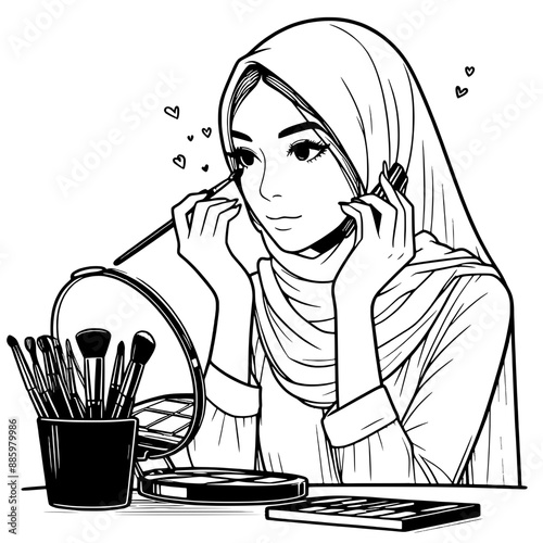 design of woman doing makeup v10