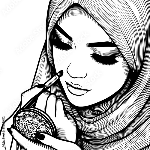 design of woman doing makeup