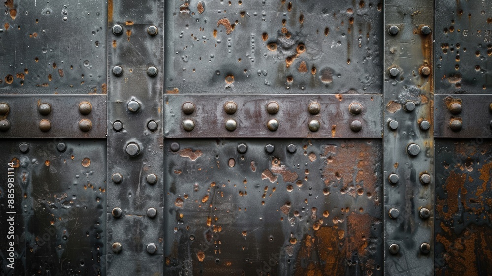 Close-up of a rusty, weathered metal surface with rivets and bolts, showcasing industrial texture and aging. Close-up of a rusty, weathered metal surface with rivets and bolts, showcasing industrial texture and aging.