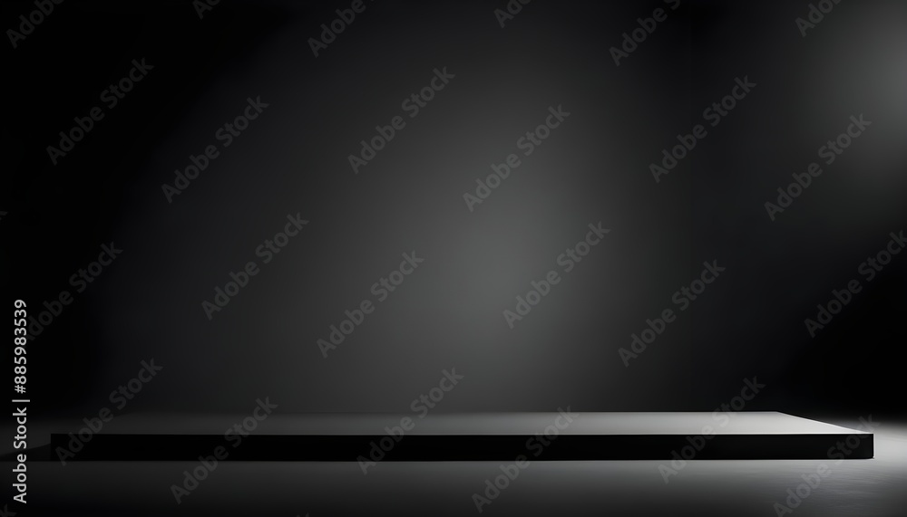 Black background, wall with podium Black background, wall with podium
