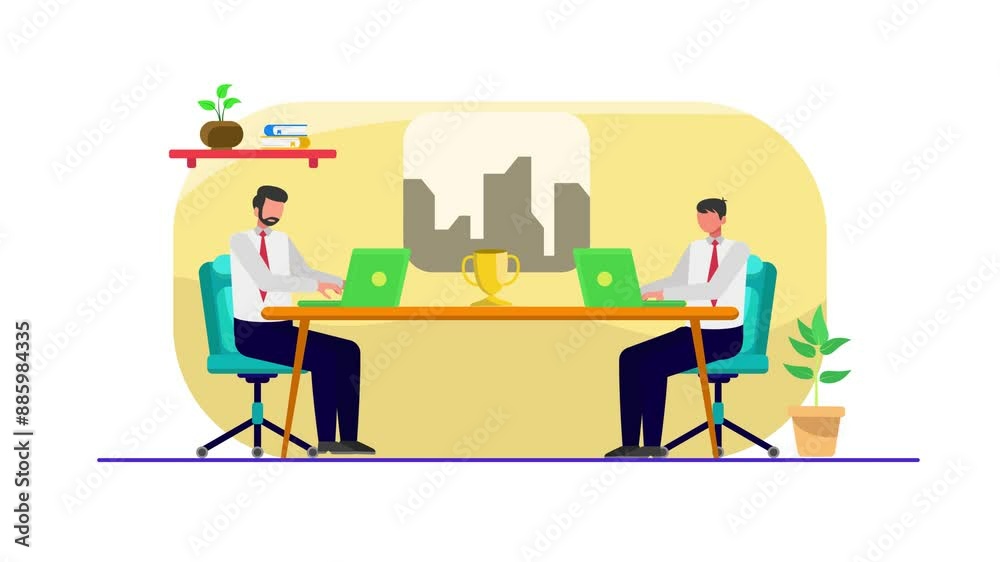 Animated video Work place concept. Full length animation illustration. High quality 4k footage. Animated video Work place concept. Full length animation illustration. High quality 4k footage.