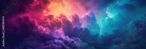 Bright Fluffy Clouds in Colorful- Whimsical Sky Design