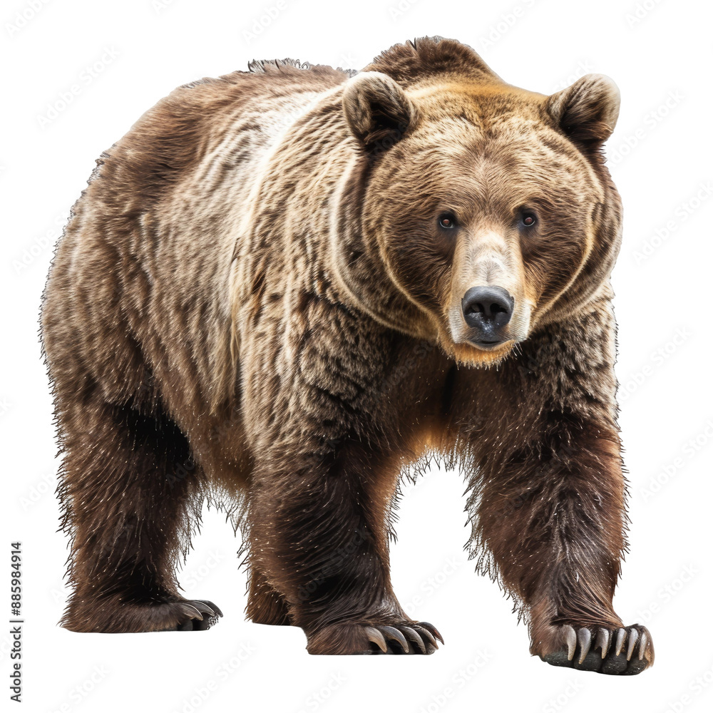 Fototapeta premium Grizzly Bear Isolated on Transparent or White Background, PNG