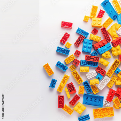 Bright Lego Toy Banner for Cheerful Product Showcase on White Background