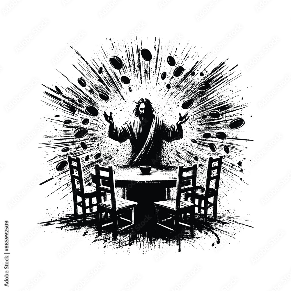Obraz premium Cleansing the Temple, Capture the righteous anger as Jesus overturns tables
