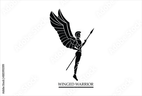 standing winged warrior with the lancer