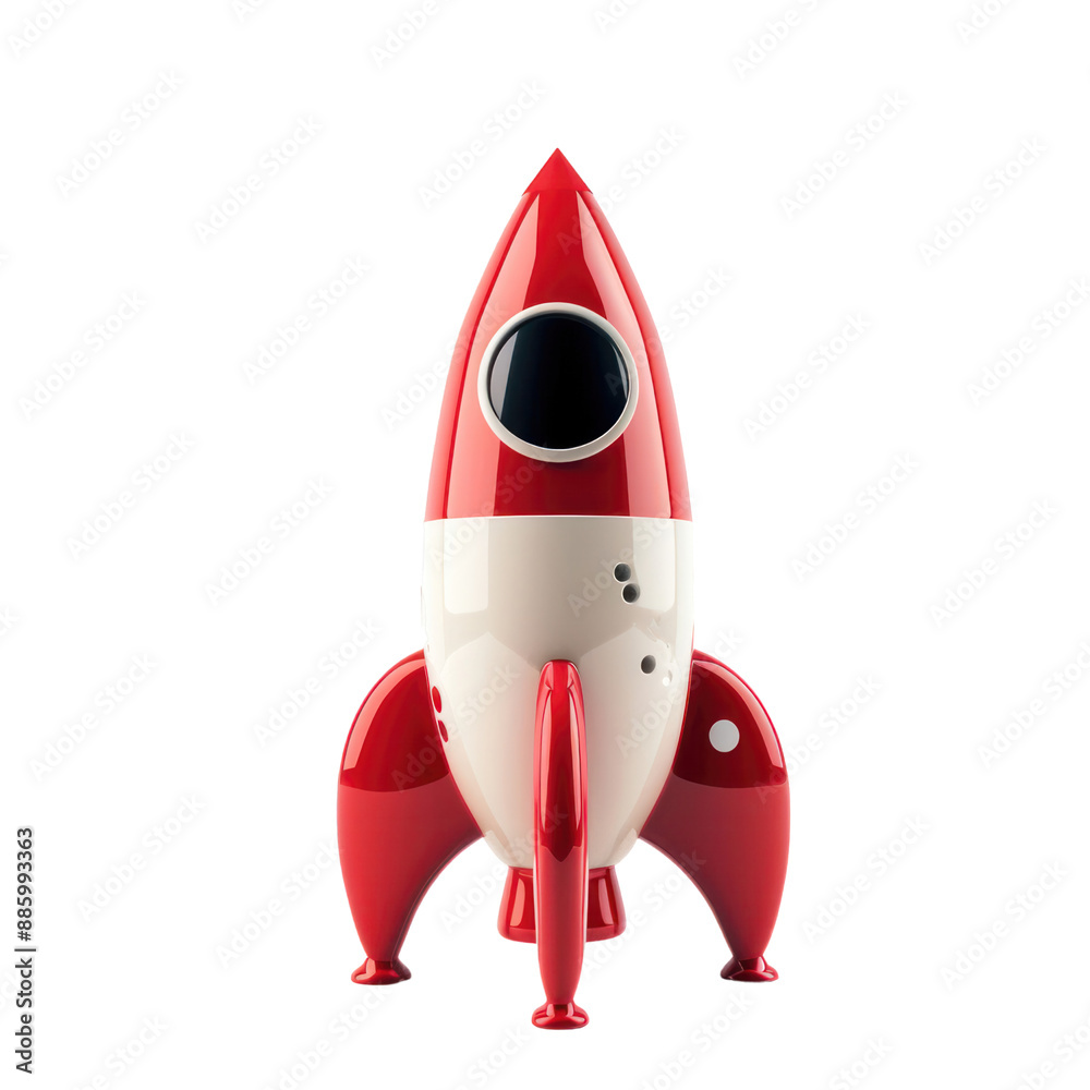 the red white rocket 3D render clay cute colourful clip art cut out background the red white rocket 3D render clay cute colourful clip art cut out background