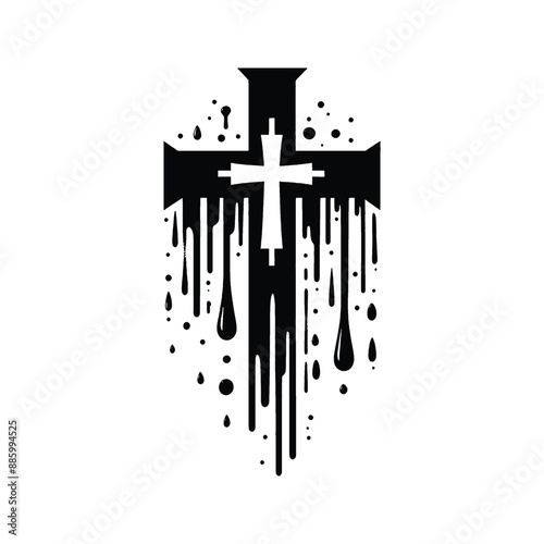 Cross and Blood Visualize drops of blood falling onto the cross