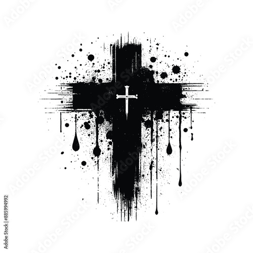 Cross and Blood Visualize drops of blood falling onto the cross