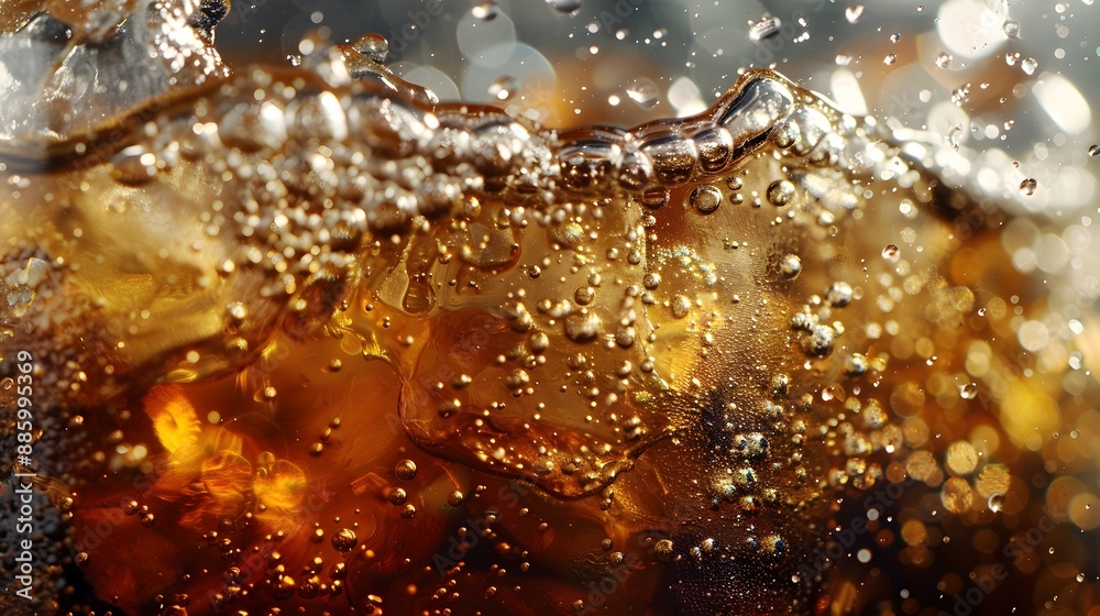 Captivating Close up of Sparkling Cola Drink with Crystal clear Details Captivating Close up of Sparkling Cola Drink with Crystal clear Details