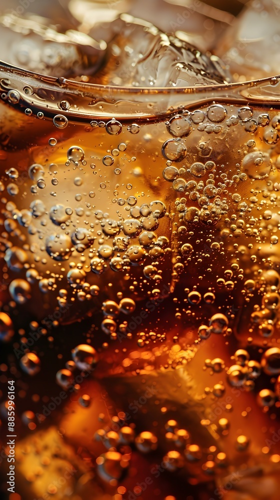 Vibrant Fizz and Effervescent Bubbles in a Captivating Closeup of a Refreshing Beverage