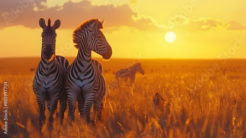 Zebras in the African savanna