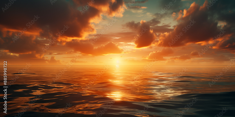Obraz premium Sunset on the sea waves.