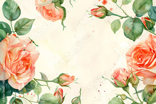 rose card template for dace the date, mother day or birthday design, generated ai