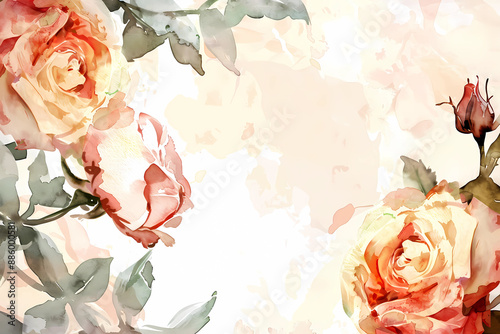 rose card template for dace the date, mother day or birthday design, generated ai