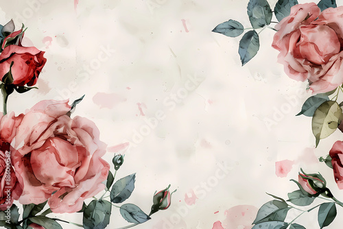 rose card template for dace the date, mother day or birthday design, generated ai