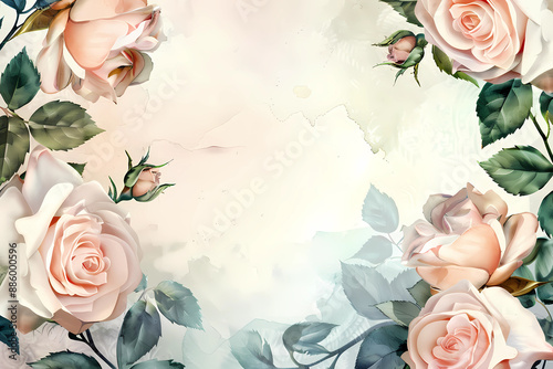 rose card template for dace the date, mother day or birthday design, generated ai