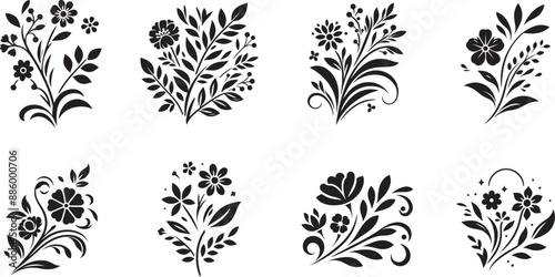 Wallpaper Mural flower icon, flower silhouette vector, Plants silhouettes, flower bokeh, vector flowers set, flowers icon collection, flower ornaments, beautiful simple flower icons Torontodigital.ca