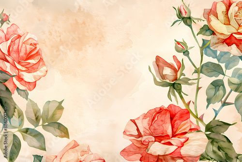 rose card template for dace the date, mother day or birthday design, generated ai