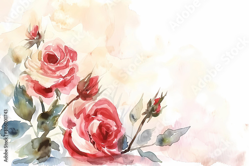 rose card template for dace the date, mother day or birthday design, generated ai