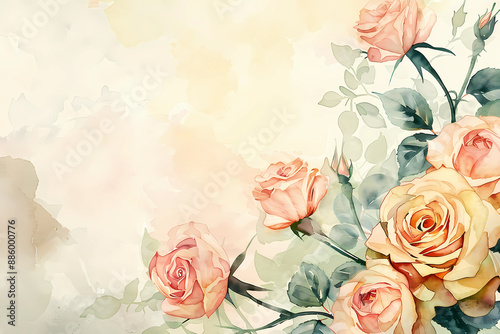 rose card template for dace the date, mother day or birthday design, generated ai