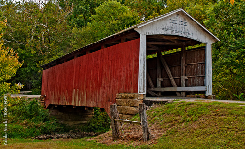 The Billie Creek Covered Bridge over Williams Creek in Parke County, Indiana, USA. It is on the National Register of Historic Places_09152011__229.