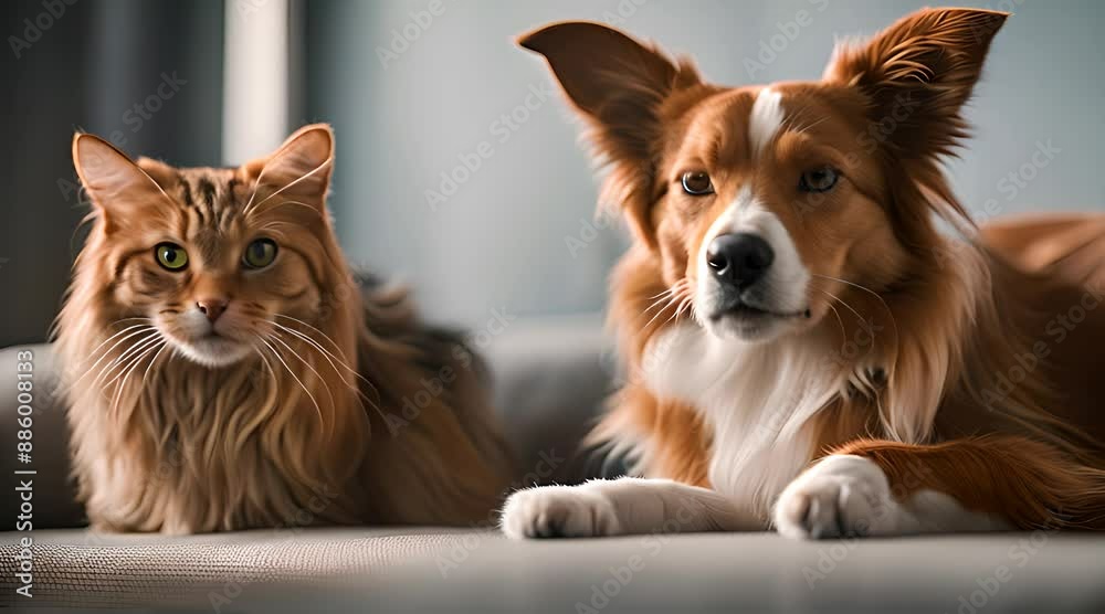 Portrait of a Dog and Cat Staring at the Camera Portrait of a Dog and Cat Staring at the Camera