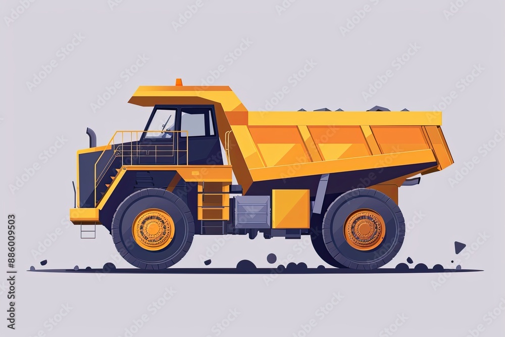 Dump truck flat design side view engineering theme animation Complementary Color Scheme Dump truck flat design side view engineering theme animation Complementary Color Scheme