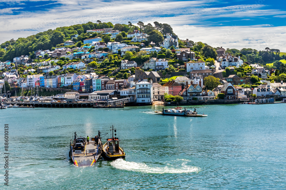 Colorful Dartmouth Lower Ferry to Kingwear Harbor Devon England